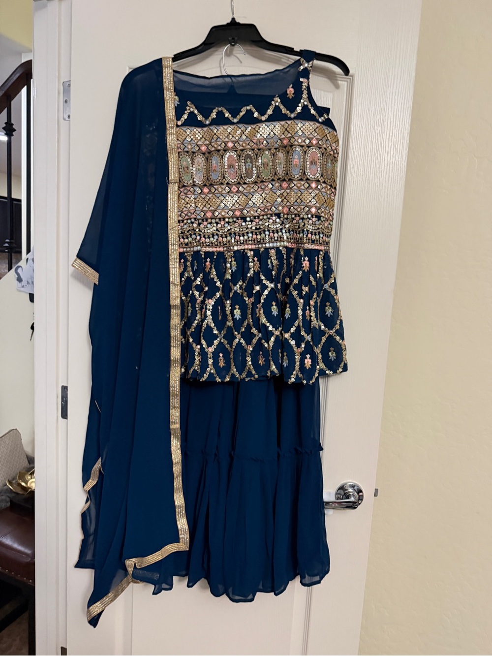 Navy Blue Embellished Indian sharara Set